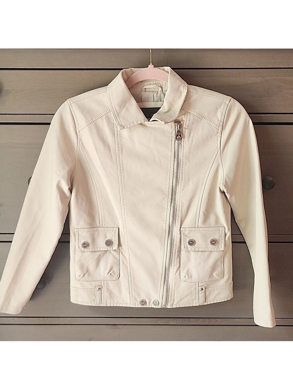 URBAN REPUBLIC FAUX LETHER  JACKET KHAKI COLOR GIRLS SIZE L 14/16